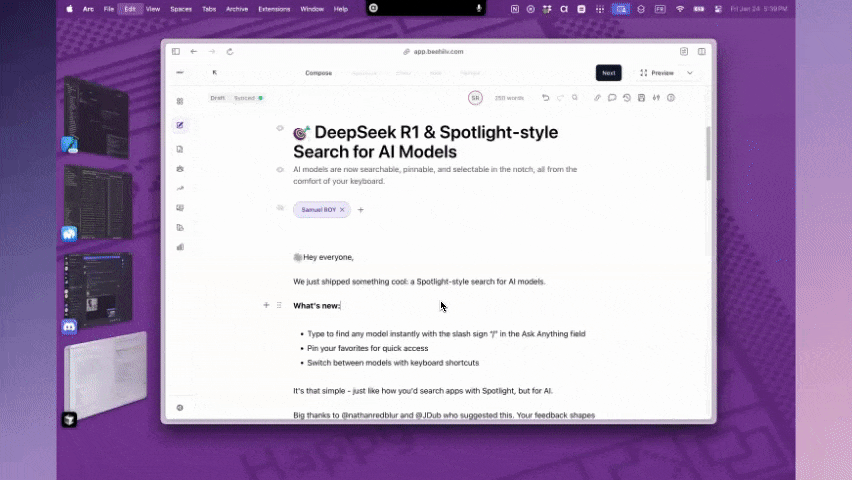 🎯 DeepSeek R1 & Spotlight-style Search for AI Models