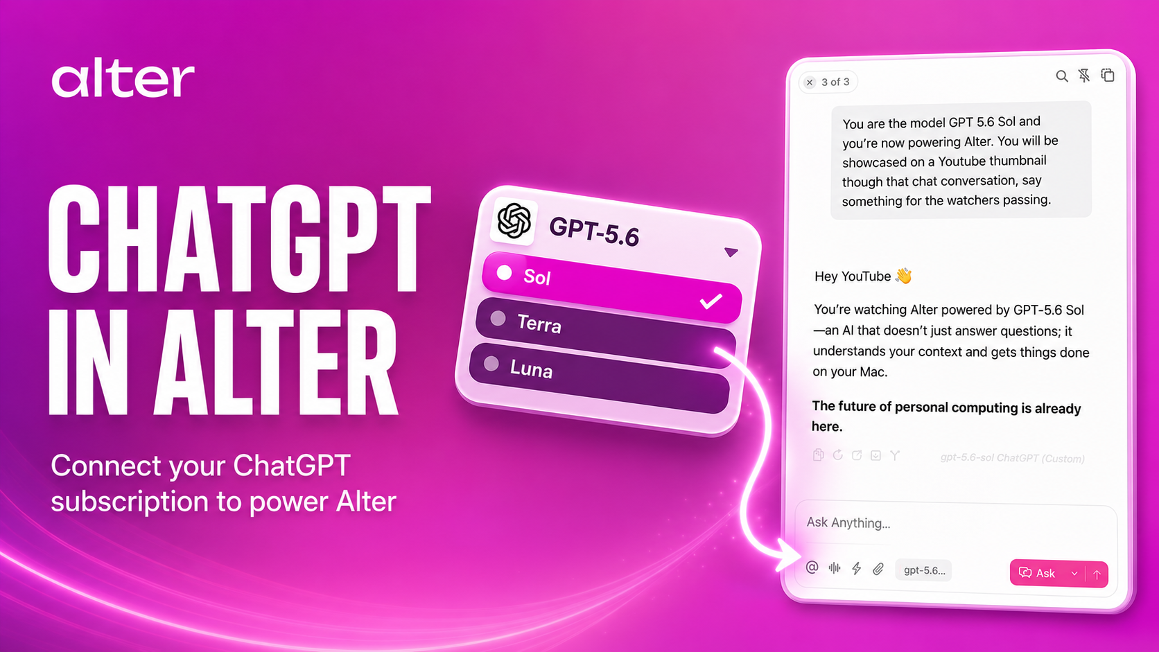 Use your ChatGPT subscription to power Alter
