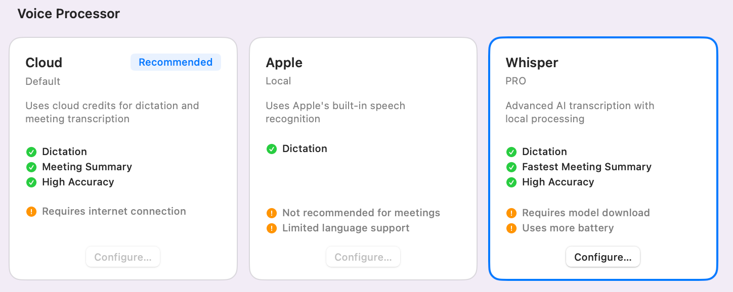 Meeting ended? Transcript ready. Introducing Whisper Pro