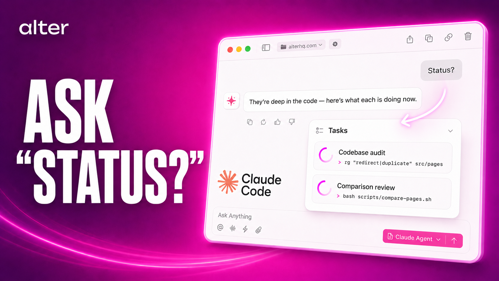 Orchestrate coding tasks from Alter